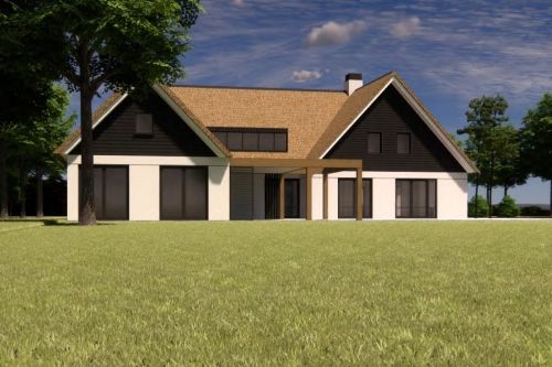 Achterkant woning vanaf een afstand